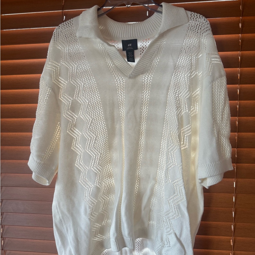 H&M Men White Knit Top